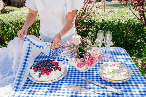 Blue Gingham Food Cover